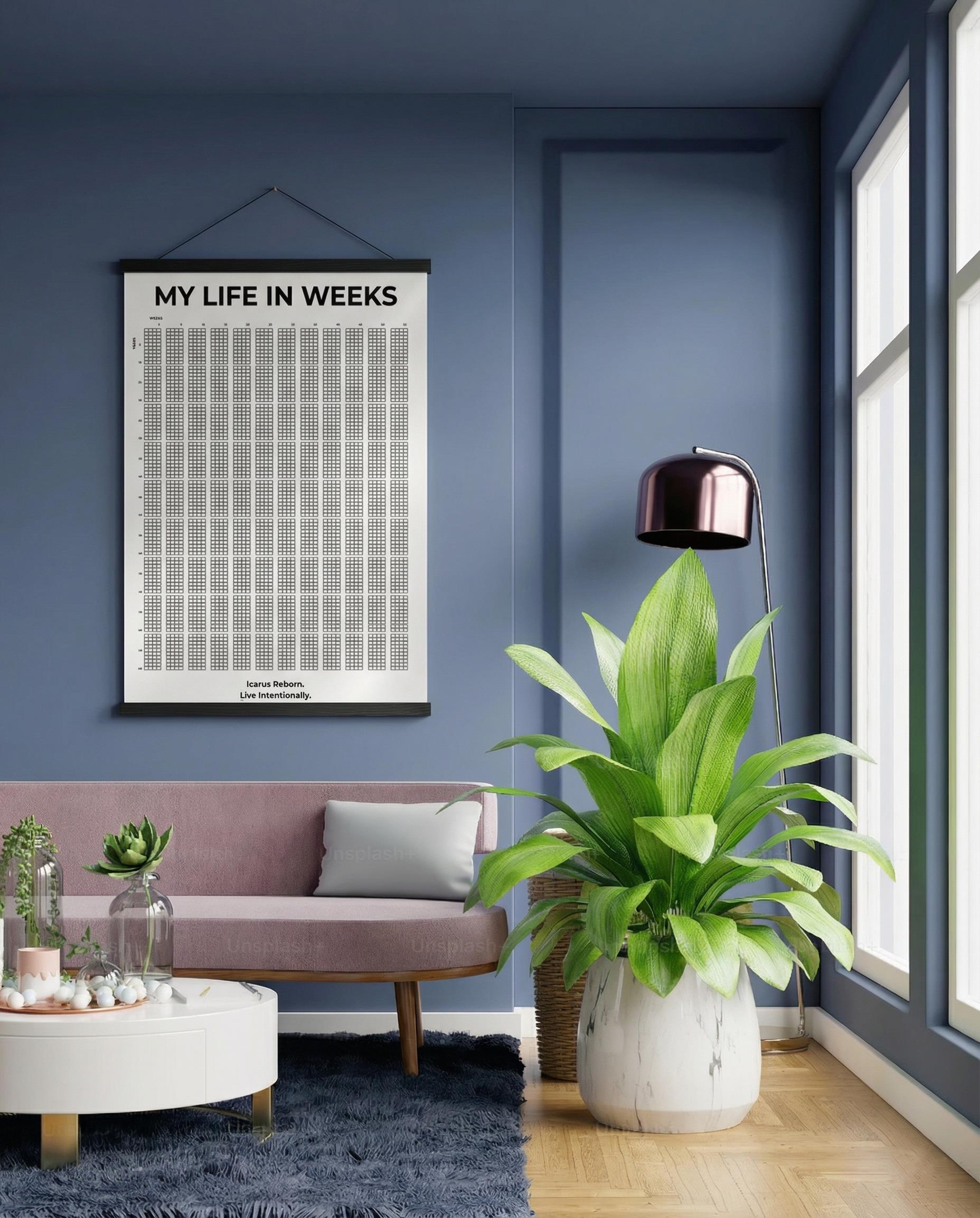 My Life in Weeks – 90 Years Edition Poster with Hanger | Icarus Reborn | 4 Colors